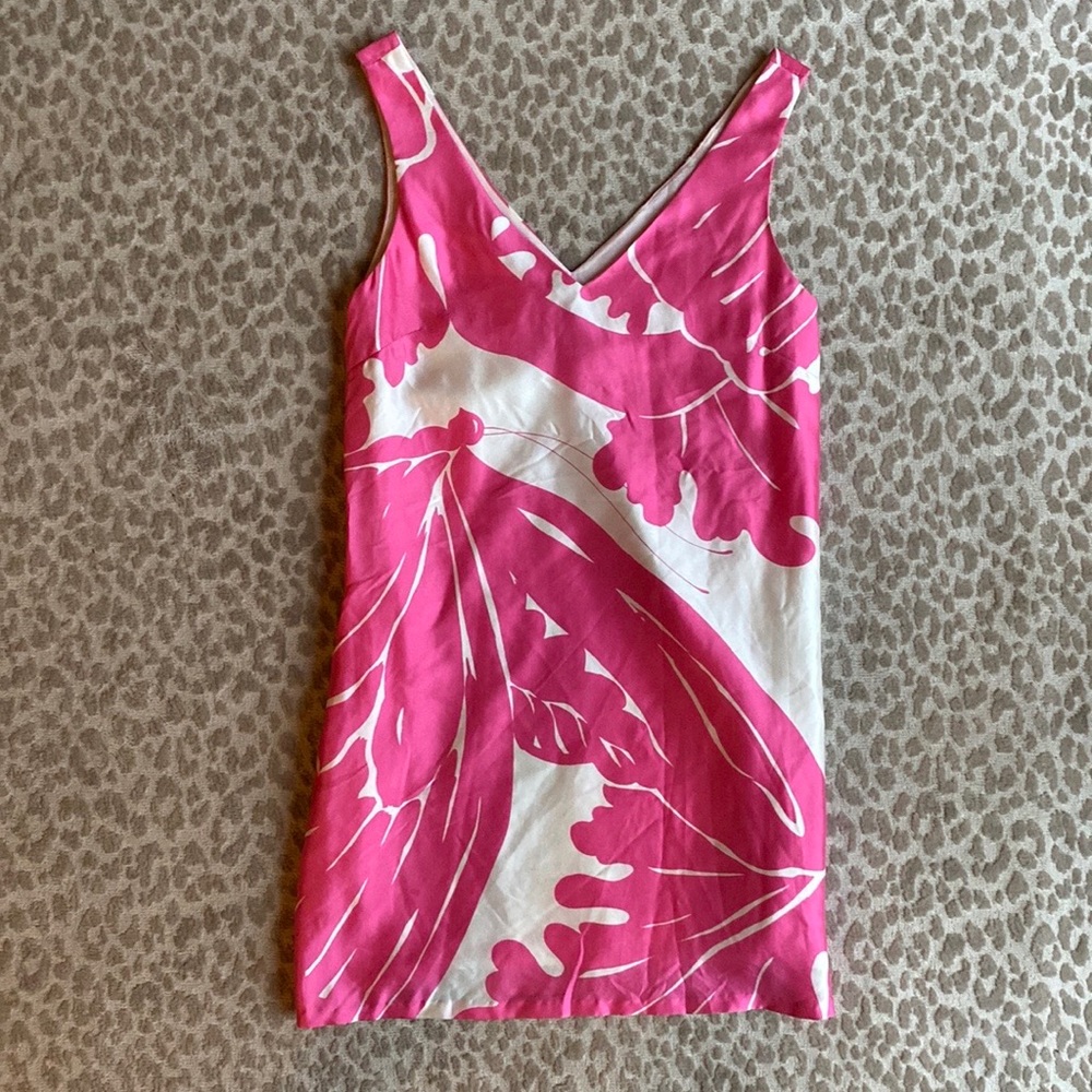 Tibi 100% Silk Hot Pink and White Floral Sundress
